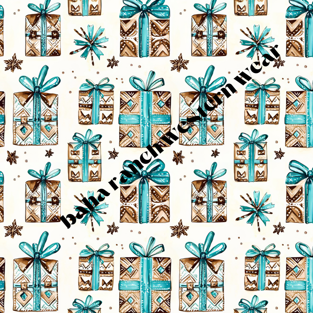Baha Ranch Turquoise Christmas Presents Men's Western Pajamas by Baha Ranch Western Wear - product image 2