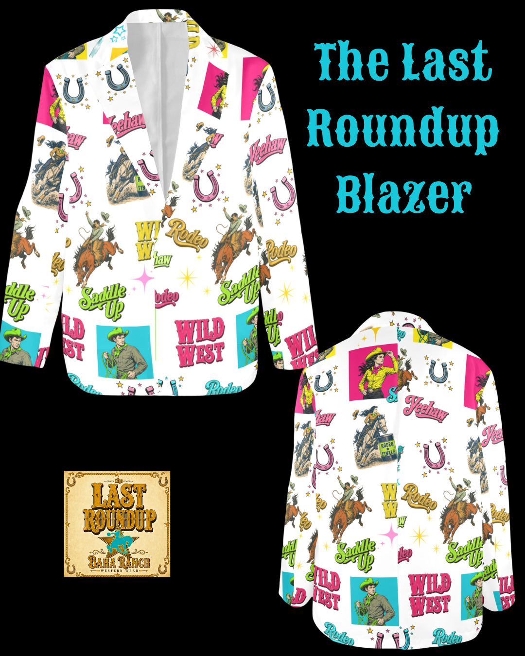 Baha Ranch The Last Roundup Western Rodeo Blazer in White by Baha Ranch Western Wear