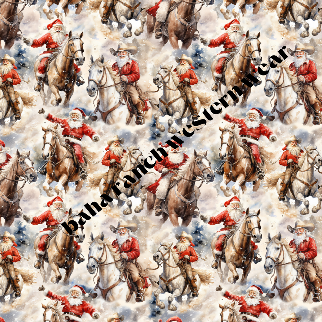Baha Ranch Western Cowboy Santa Christmas Men's Pajamas by Baha Ranch Western Wear - product image 2