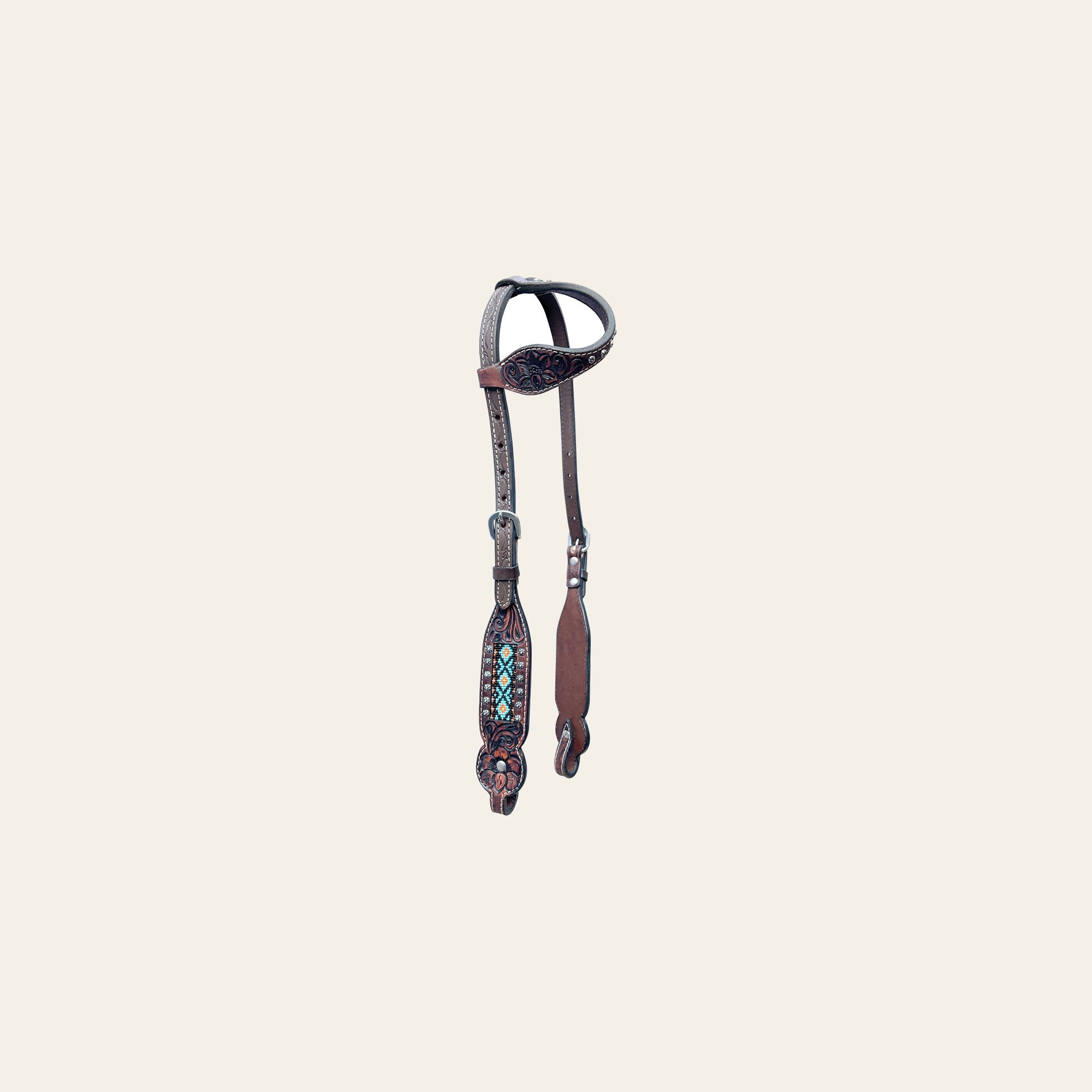 Bar H Equine American Leather Horse Saddle Tack One Ear Headstall | Breast Collar Browband Wither Strap Set BER229