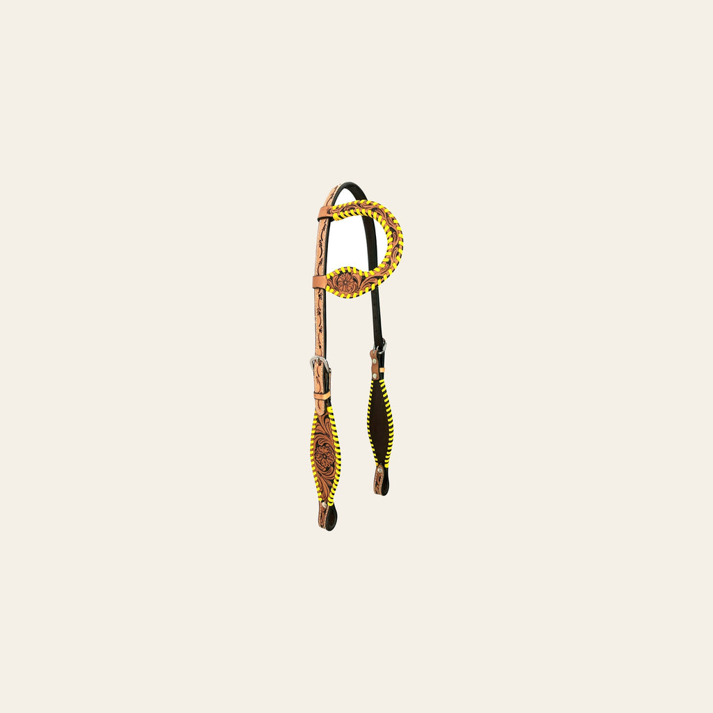 Bar H Equine American Leather Horse Saddle Tack One Ear Headstall | Breast Collar Browband Wither Strap Set BER257
