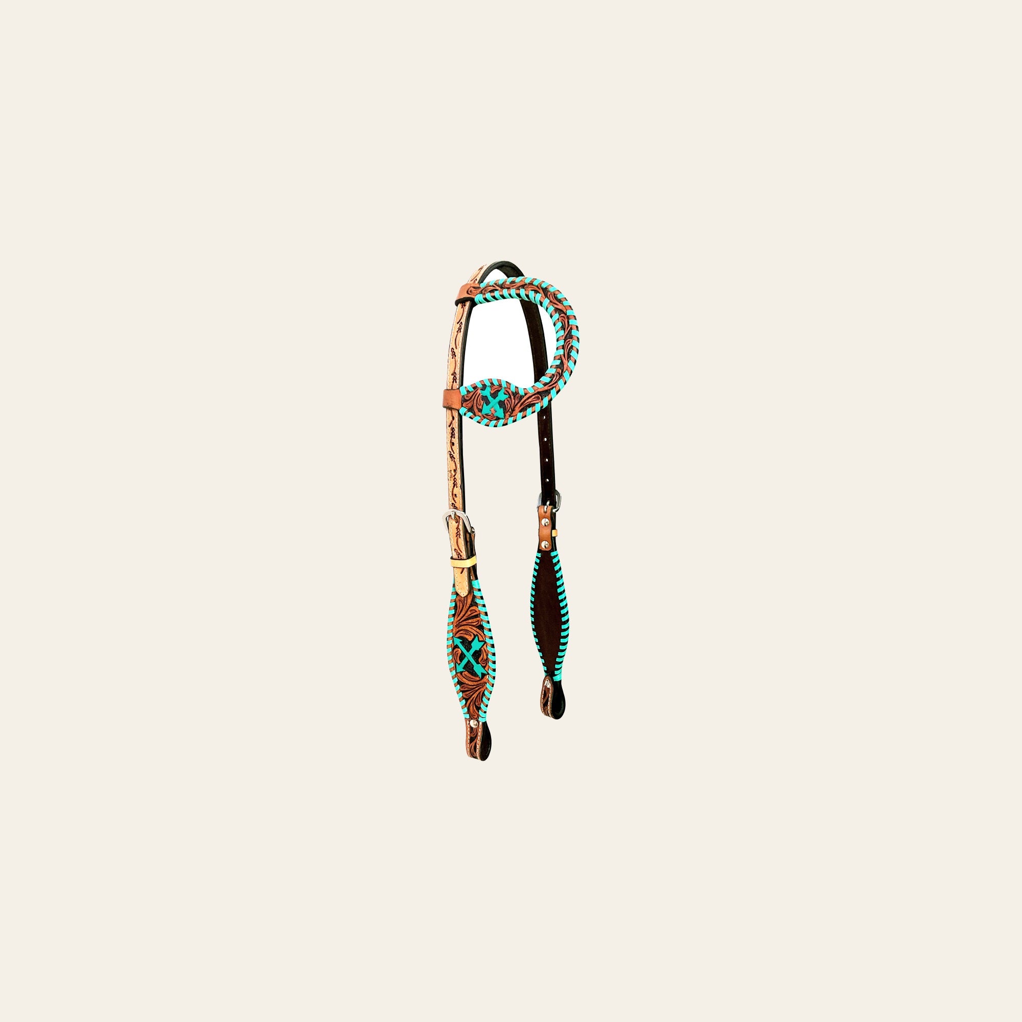 Bar H Equine American Leather Horse Saddle Tack One Ear Headstall | Breast Collar Browband Wither Strap Set BER258