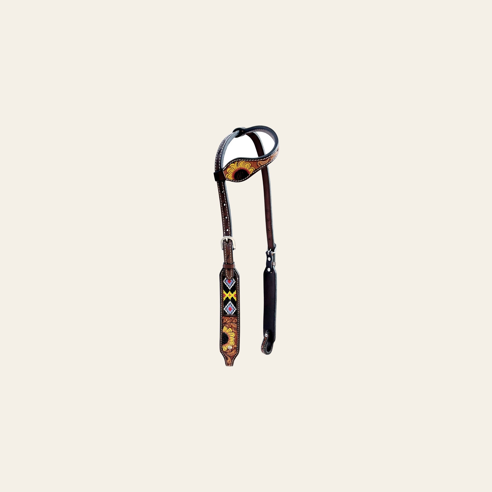 Bar H Equine American Leather Horse Saddle Tack One Ear Headstall | Breast Collar Browband Wither Strap Set BER261