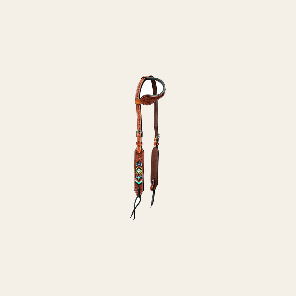 Bar H Equine American Leather Horse Saddle Tack One Ear Headstall | Breast Collar Browband Wither Strap Set BER262