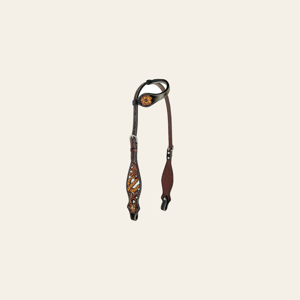 Bar H Equine American Leather Horse Saddle Tack One Ear Headstall | Breast Collar Browband Wither Strap Set BER280