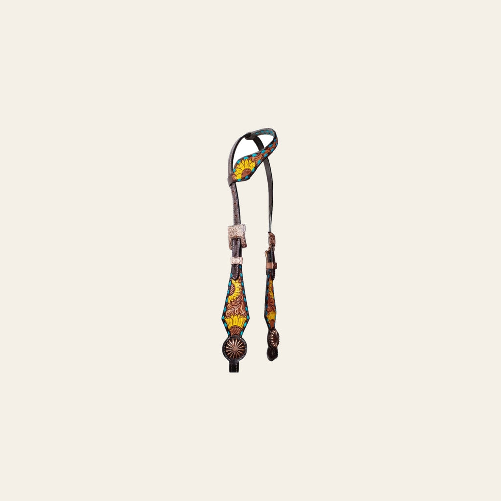 Bar H Equine American Leather Horse Saddle Tack One Ear Headstall | Breast Collar Browband Wither Strap Set BER312