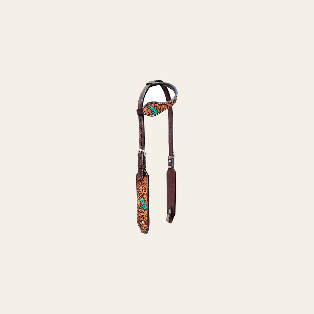Bar H Equine American Leather Horse Saddle Tack One Ear Headstall | Breast Collar Browband Wither Strap Set for Horses BER154