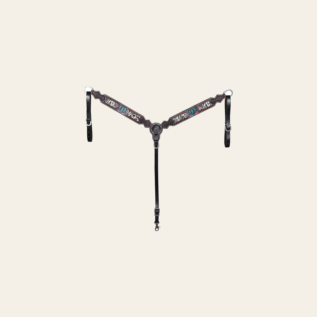 Bar H Equine American Leather Horse Saddle Tack One Ear Headstall Breast Collar Browband Wither Strap Set