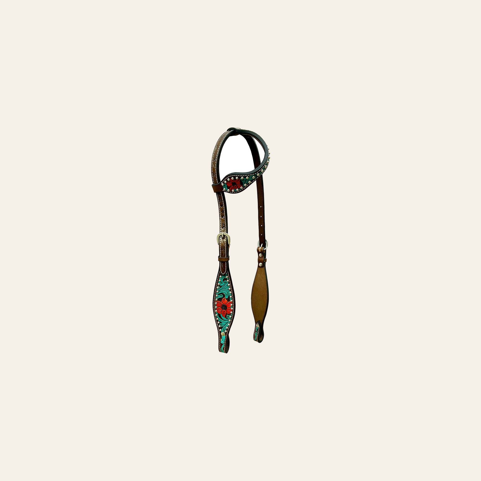 Bar H Equine American Leather Horse Saddle Tack One Ear Headstall Breast Collar Browband Wither Strap Set Botanic Chiseled