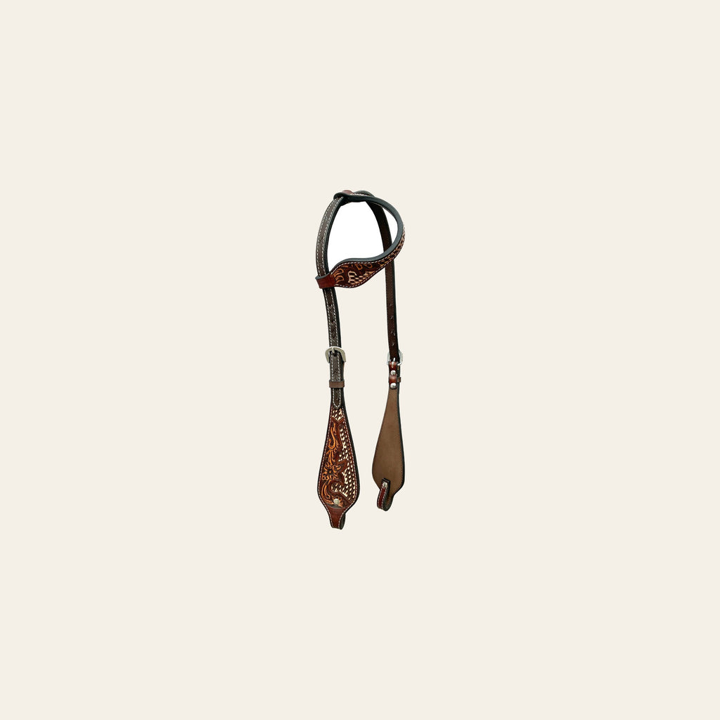Bar H Equine American Leather Horse Saddle Tack One Ear Headstall Breast Collar Browband Wither Strap Set Classy Brown