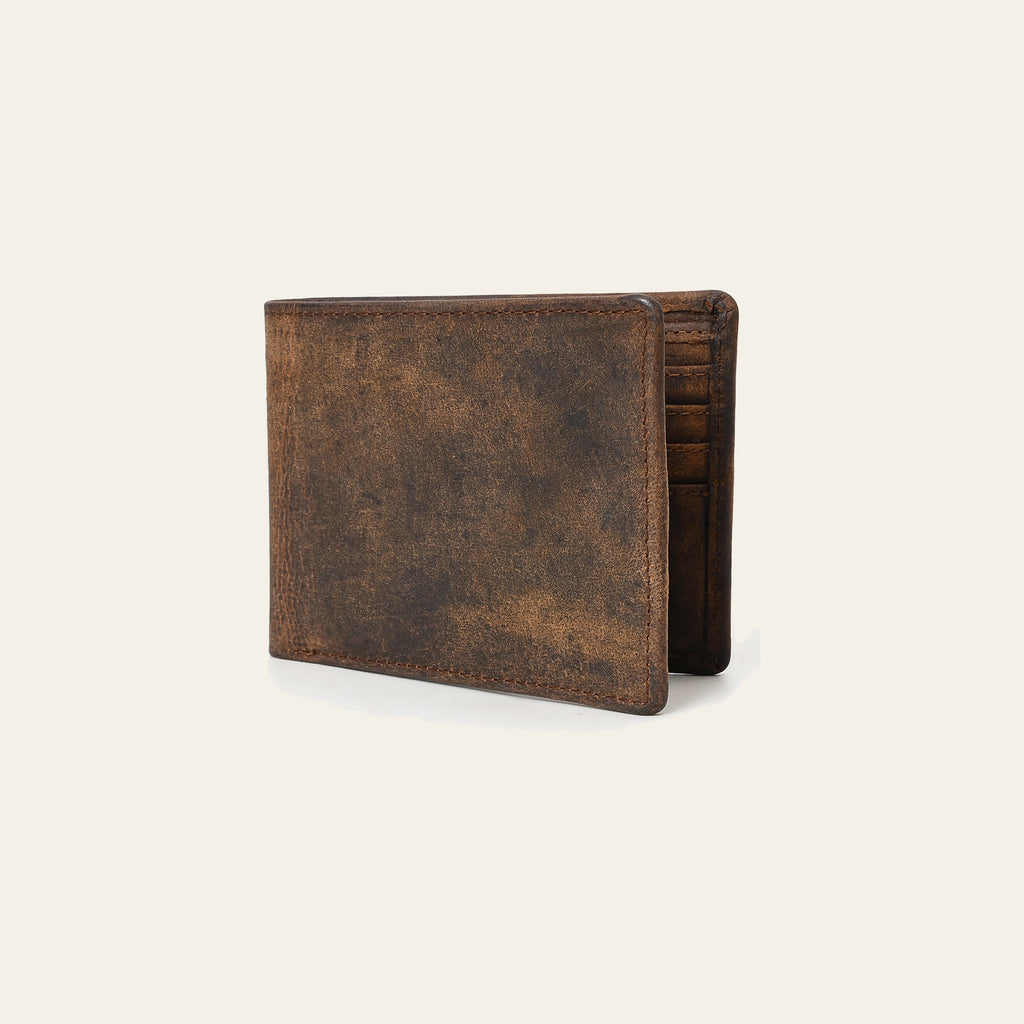 BAR H EQUINE American Western Bifold Men Genuine Leather Wallet Brown