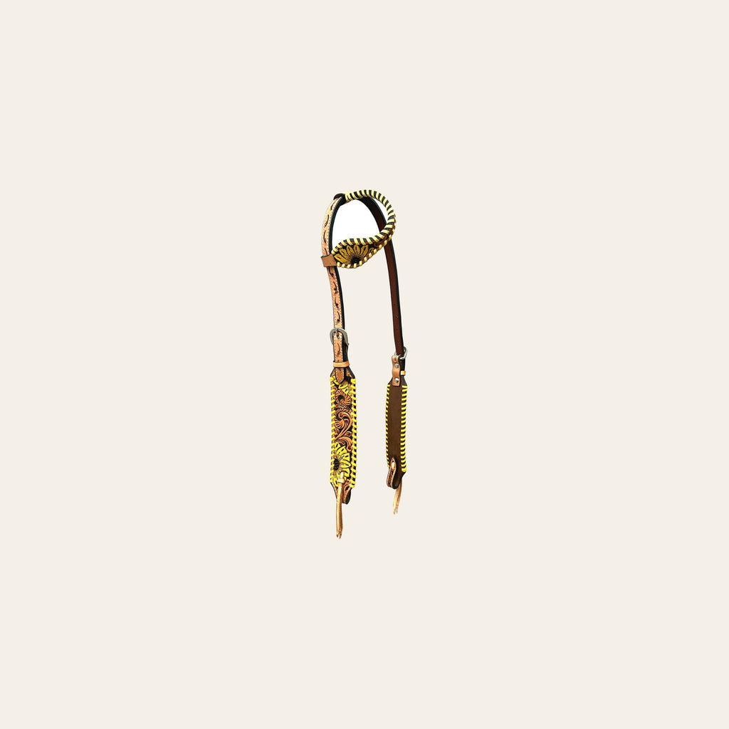 Bar H Equine American Leather Horse Saddle Tack One Ear Headstall | Breast Collar Browband Wither Strap Set BER255