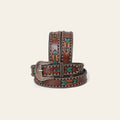 BAR H EQUINE Brown Austin Arrow Spotted Hand Painted Genuine Leather Men & Women Belt Unisex Western