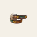 BAR H EQUINE Brown Floral Sunflower Cactus Hand Painted Genuine Leather Men & Women Belt Unisex Western