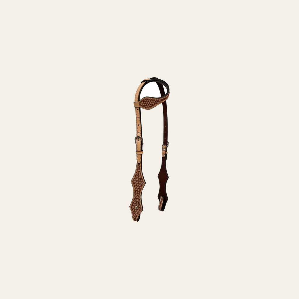 Bar H Equine Horse Genuine Leather Basket Weave Tooled Tack Set Brown