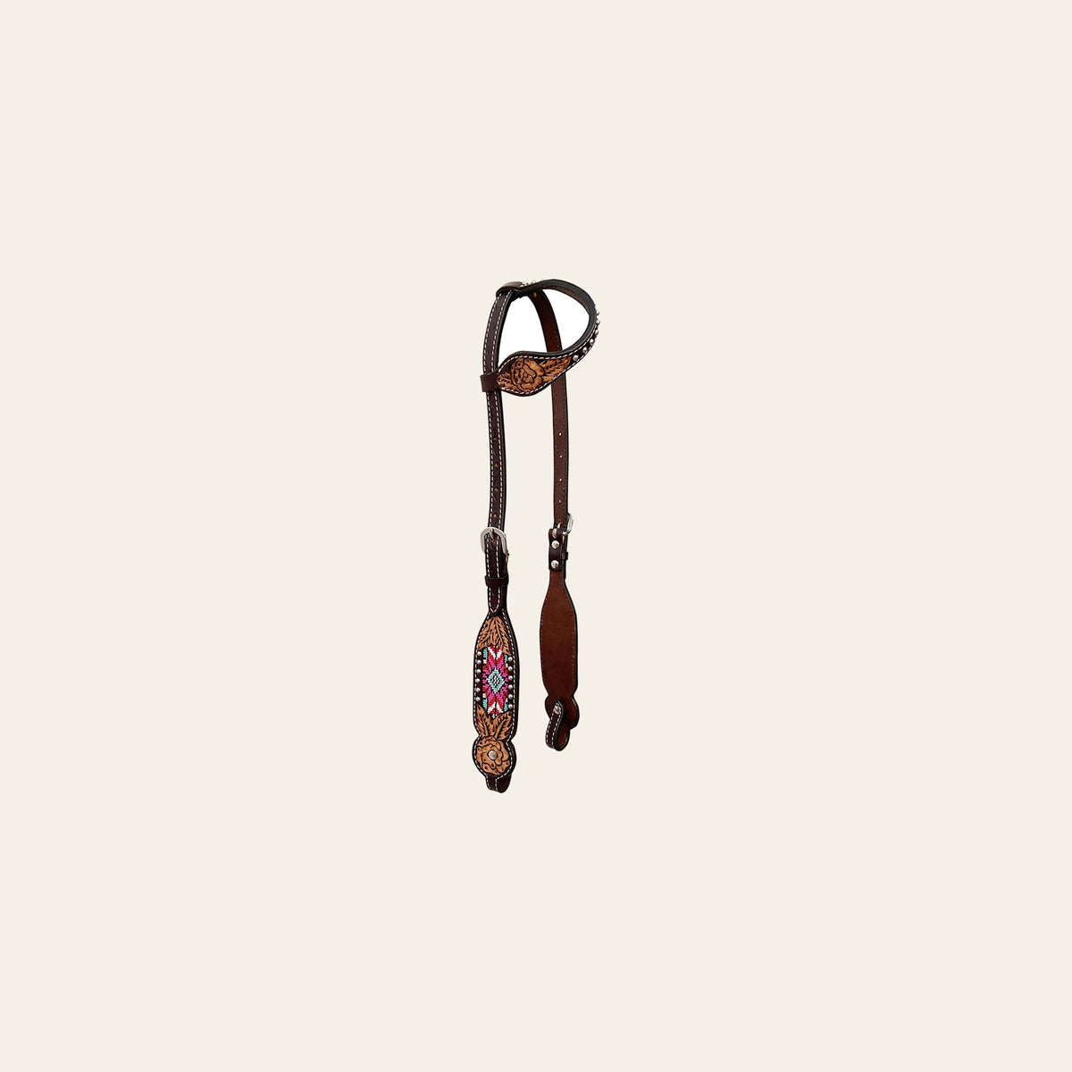 Bar H Equine Western Leather Horse Tack Set Floral Carved Beeded Inlay