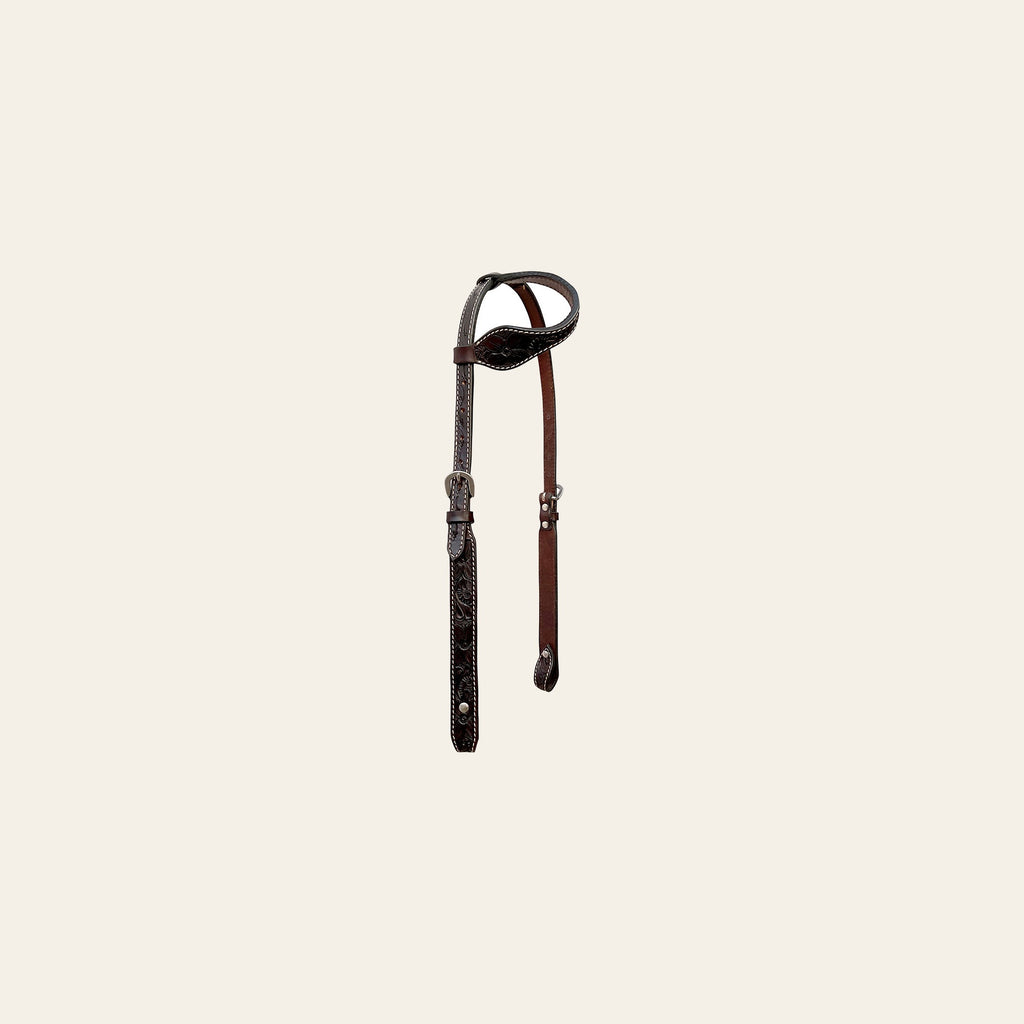 Bar H Equine Horse Genuine Leather Floral Carved Tack Set Dark Brown