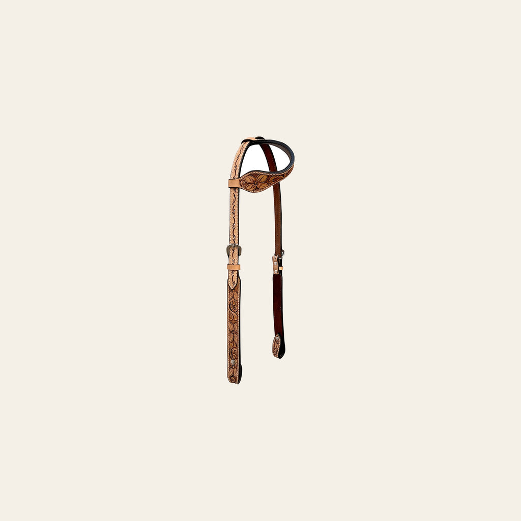 Bar H Equine Western Horse Genuine Leather Floral Carved Tack Set Tan