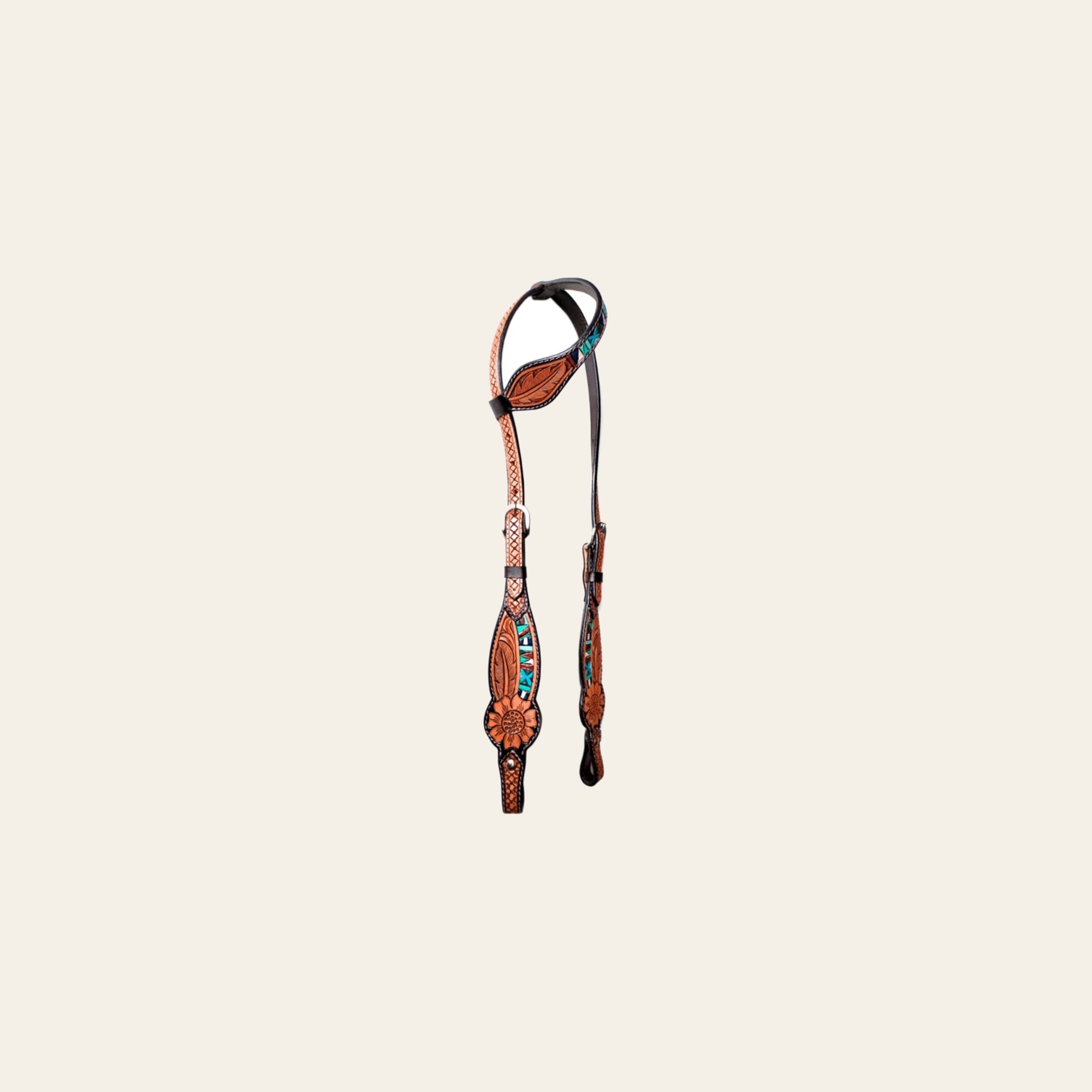 Bar H Equine American Leather Horse Saddle Tack One Ear Headstall | Breast Collar Browband Wither Strap Set BER284