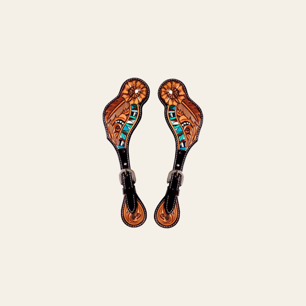 Bar H Equine Leather Spurs Straps for Adults Western Womens Spur Horse Riding Barrel Racing Show and Rodeo Strap Adult Women