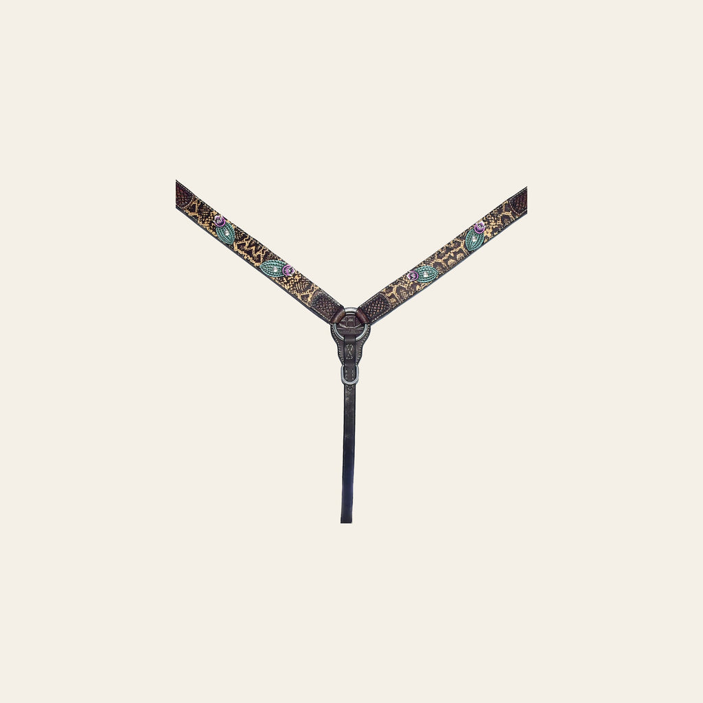 Bar H Equine Premium Hand Tooled Leather Horse Tack Headstall Breast Collar Wither Strap Set