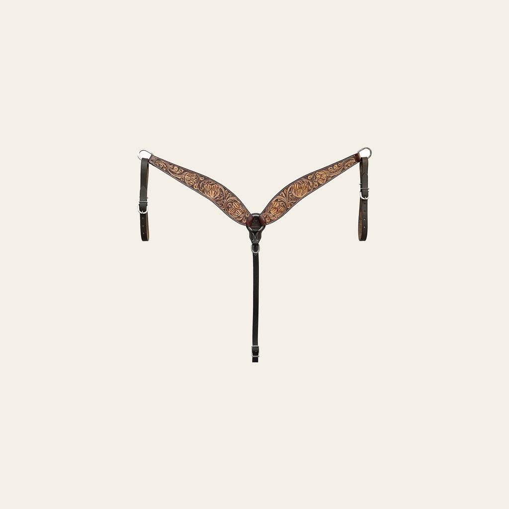 BAR H EQUINE Western Handtooled Leather Horse Headstall & Breast Collar Set | Tack