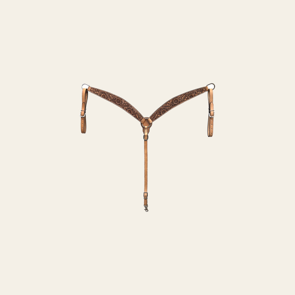 BAR H EQUINE Western Handtooled Leather Horse Headstall & Breast Collar Set | Tack