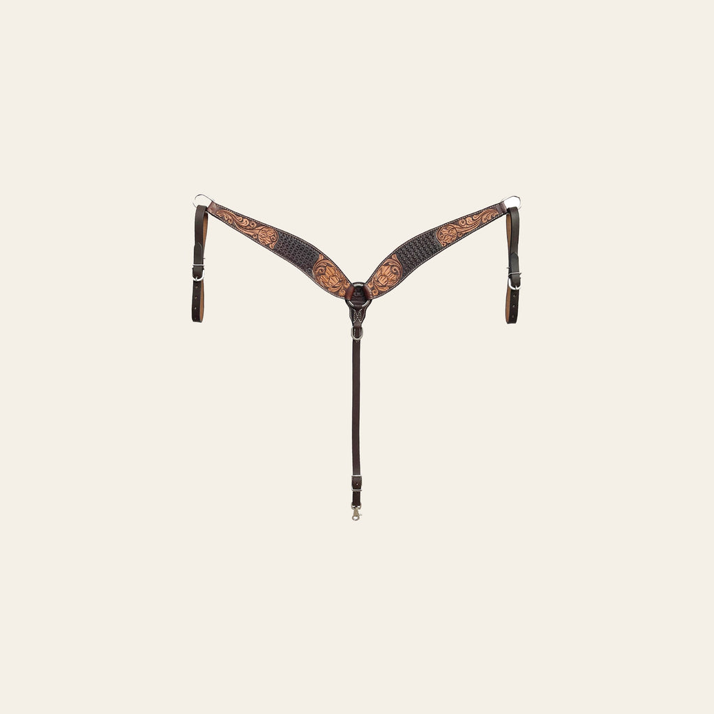 BAR H EQUINE Western Handtooled Leather Horse Headstall & Breast Collar Set | Tack