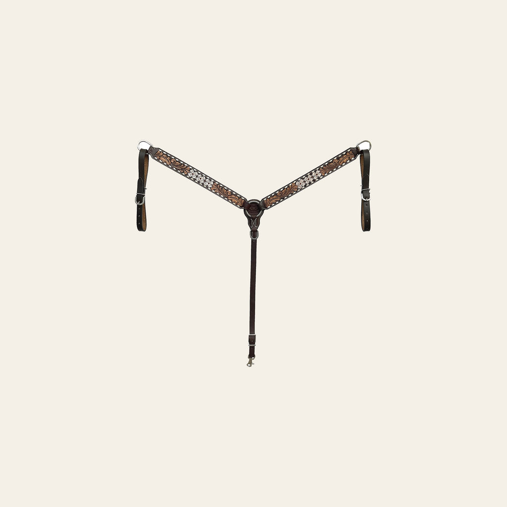 BAR H EQUINE Western Handtooled Leather Horse Headstall & Breast Collar Set | Tack