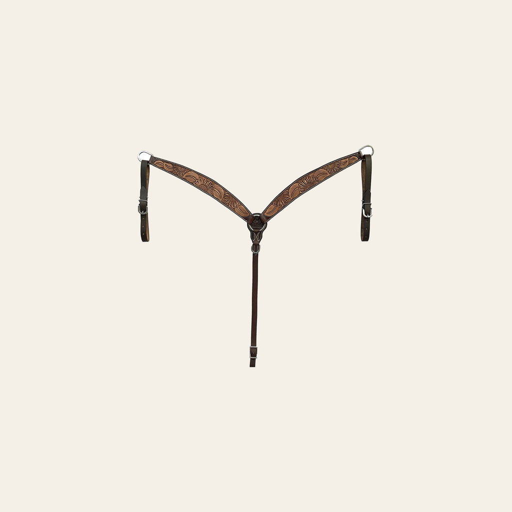 BAR H EQUINE Western Handtooled Leather Horse Headstall & Breast Collar Set | Tack