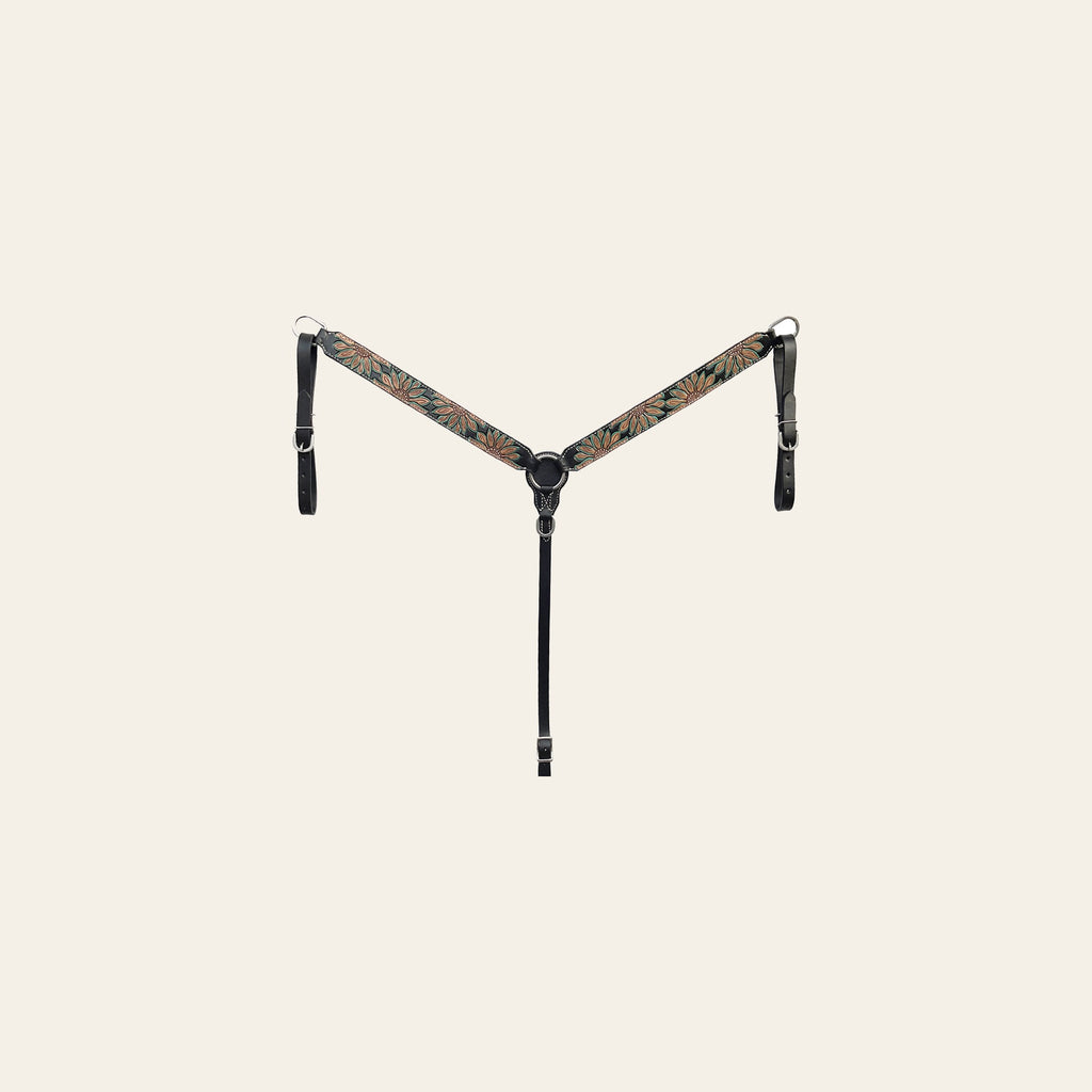BAR H EQUINE Western Handtooled Leather Horse Headstall & Breast Collar Set | Tack