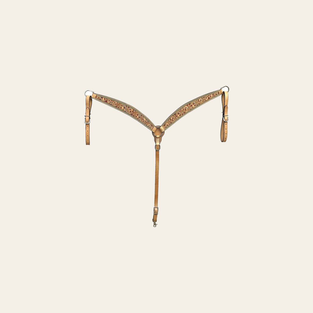 BAR H EQUINE Western Handtooled Leather Horse Headstall & Breast Collar Set | Tack