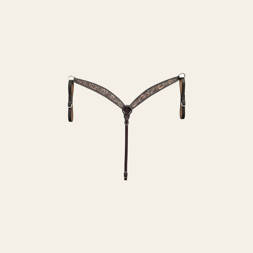 BAR H EQUINE Western Handtooled Leather Horse Headstall & Breast Collar Set | Tack