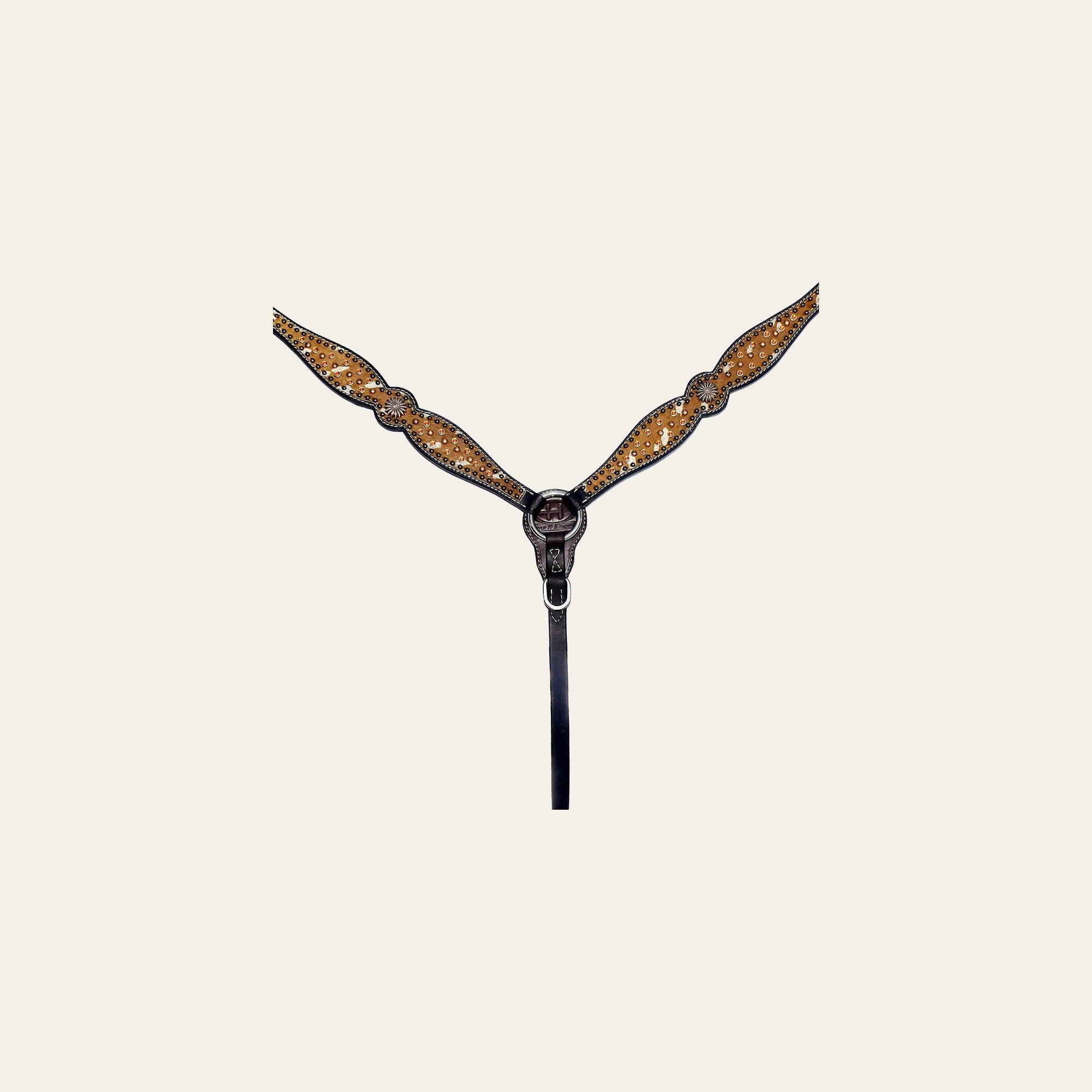 Bar H Equine Western Horse Genuine American Leather Wither Straps Breast Collar Headstall Tack Set