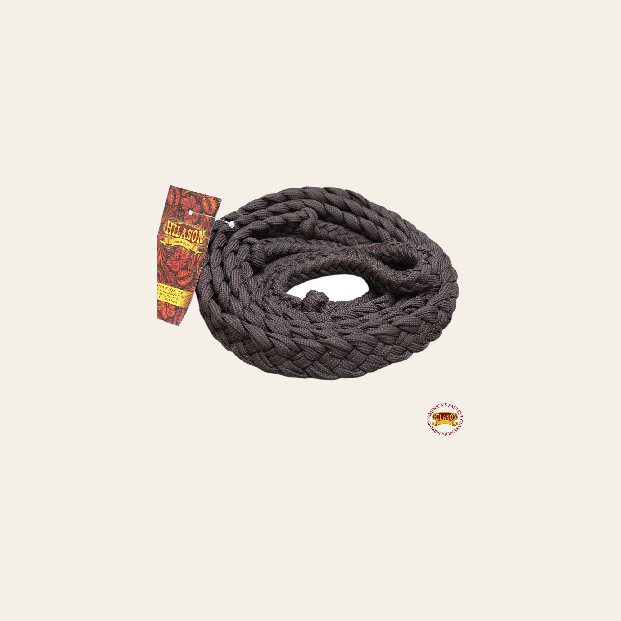 Hilason Braided Poly Barrel Racing Contest Reins Flat 1" X 8Ft Brown