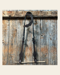 Basketweave Dark Oil One Ear Headstall / Bridle on a warm cream background