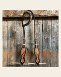 Basketweave - Leaf Scalloped Two Tone One Ear Headstall/Bridle #231871 on a warm cream background