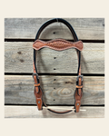 Light Oil Cob - Gag Browband Headstall / Bridle- Short Cheeks on a warm cream background
