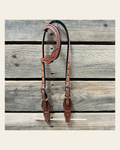 Light Oil Cob - Gag One Ear Headstall / Bridle- Short Cheeks on a warm cream background