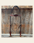 Basketweave Medium Oil Browband Draft Headstall / Bridle on a warm cream background