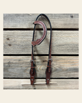 Medium Oil Cob - Gag One Ear Headstall / Bridle- Short Cheeks on a warm cream background