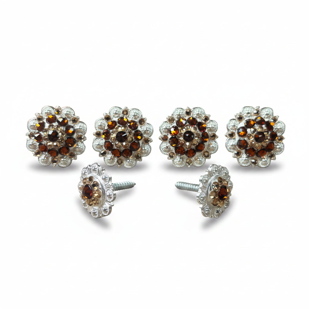 Bright Silver Topaz & Champagne Saddle Conchos — view 2