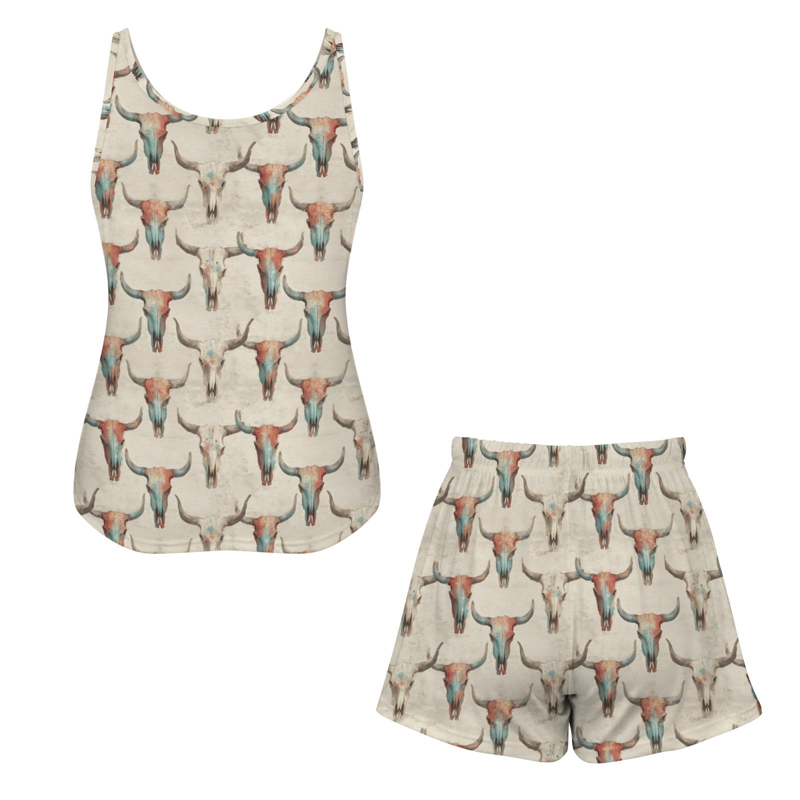 Colored Skulls Pajama Lounge Tank Shorts Set Made in America by Baha Ranch Western Wear - product image 6