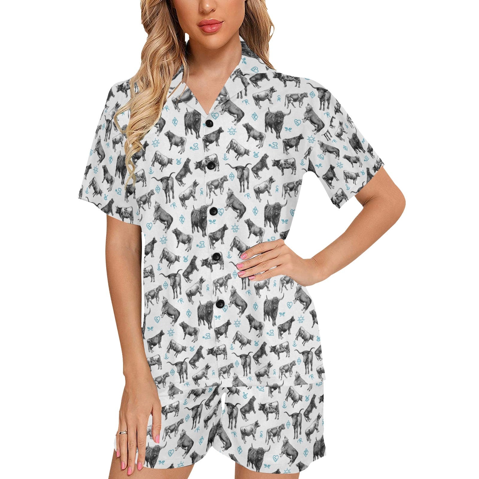 Baha Ranch Cattle and Brands Women's Western Pajama Set by Baha Ranch Western Wear