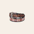 Bar H Equine Hand Tooled Genuine Leather Crafted Unisex Black Western Belt Beaded Carving | Bead Belts for Women Men