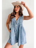 Skye Denim Pleated | Romper