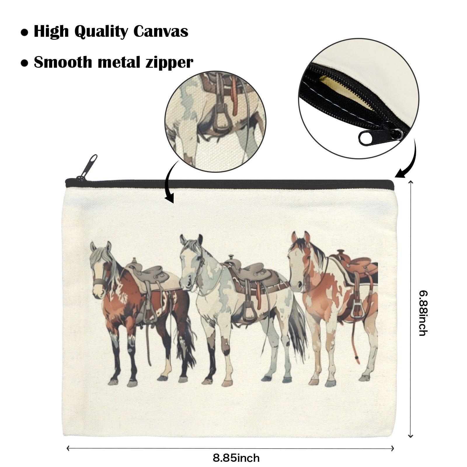 Baha Ranch Painted Ranch Horses Cosmetic Bag Pack of 5 Made in America by Baha Ranch Western Wear - product image 3