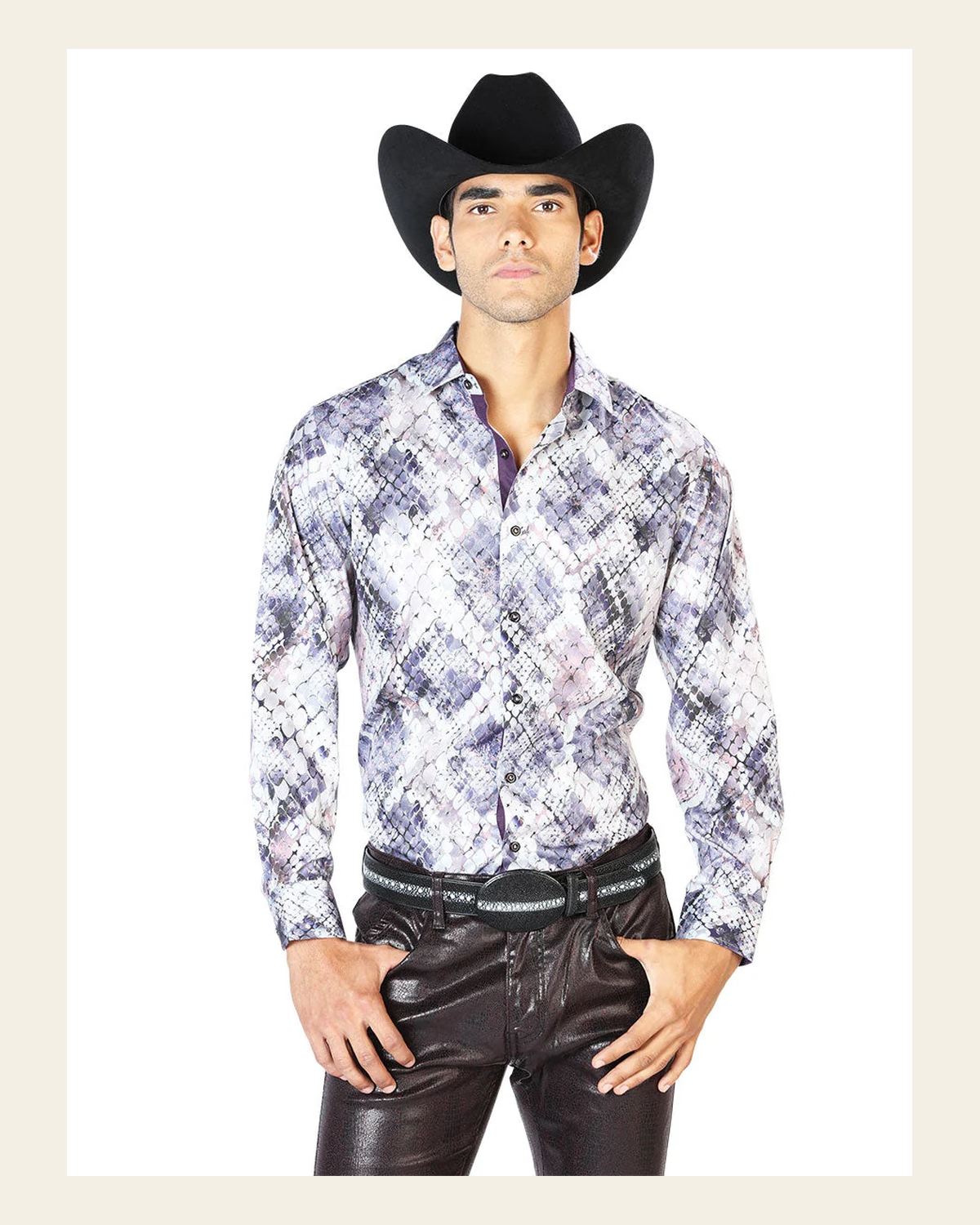 Beige Casual Long Sleeve Shirt 43549 on a warm cream background