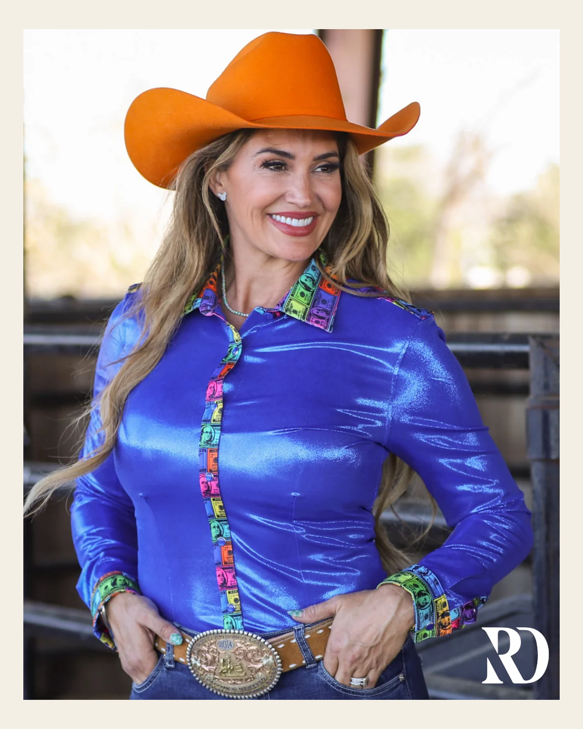 Benjis & Blue Sparkle Performance Rodeo Shirt on a warm cream background