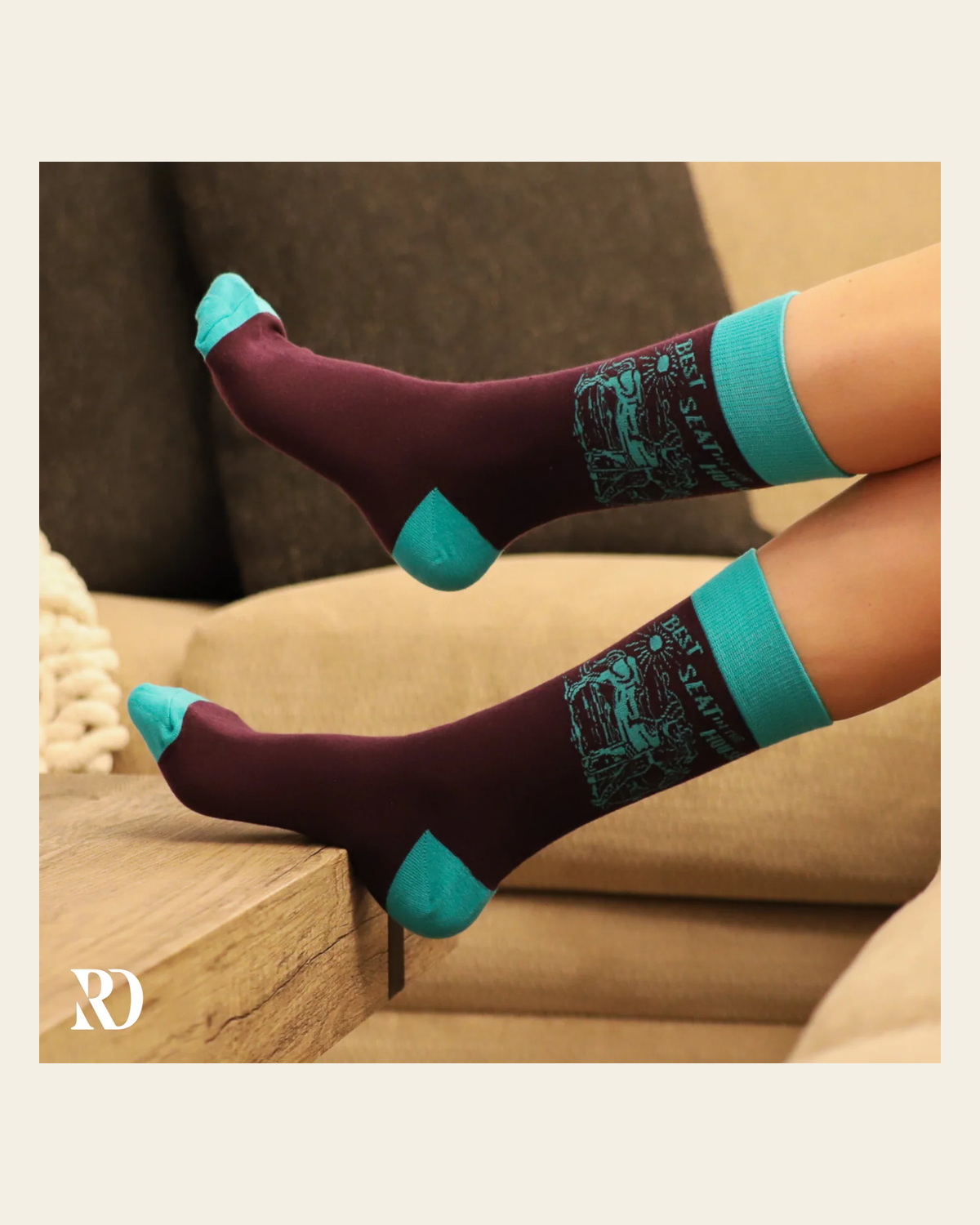 Best Seat In The House Socks on a warm cream background